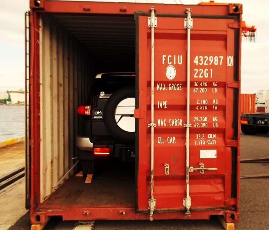 Shipping vehicle overseas by container