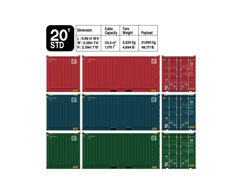 20ft Container dimensions for personal effects shipping