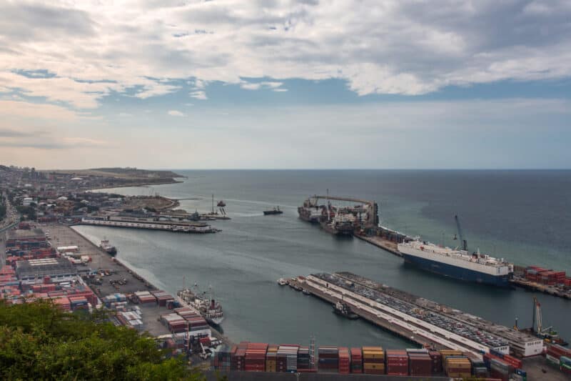 Cargo vessel in the port of La Guaira
