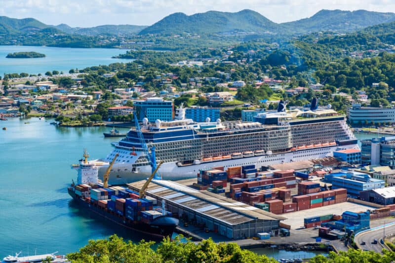 Cargo Vessel at Castries harbor, Saint Lucia