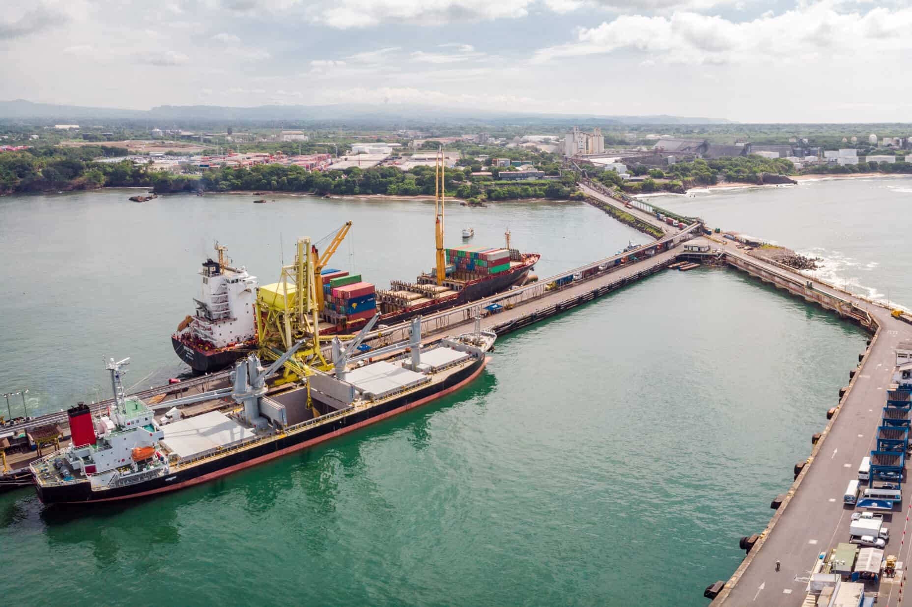 Ship entering port of Acajutla, El Salvador