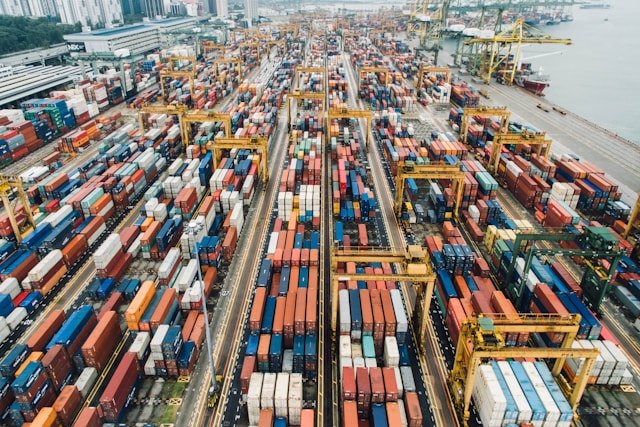 shipping containers in port
